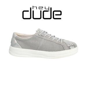 Hey Dude Women's Karina Silver Python Sneakers, Silver/Gray/White, Size 6